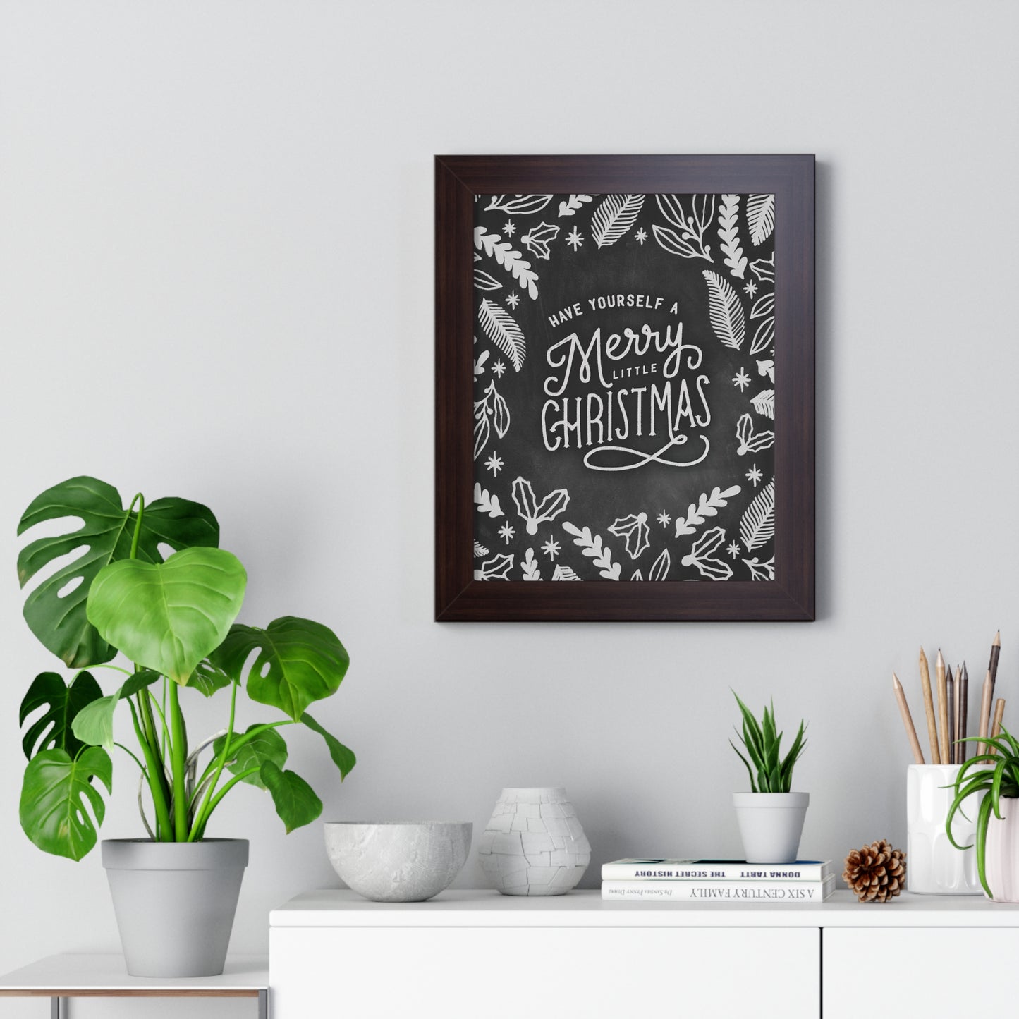 Chalkboard Print - Merry Little Christmas (framed)